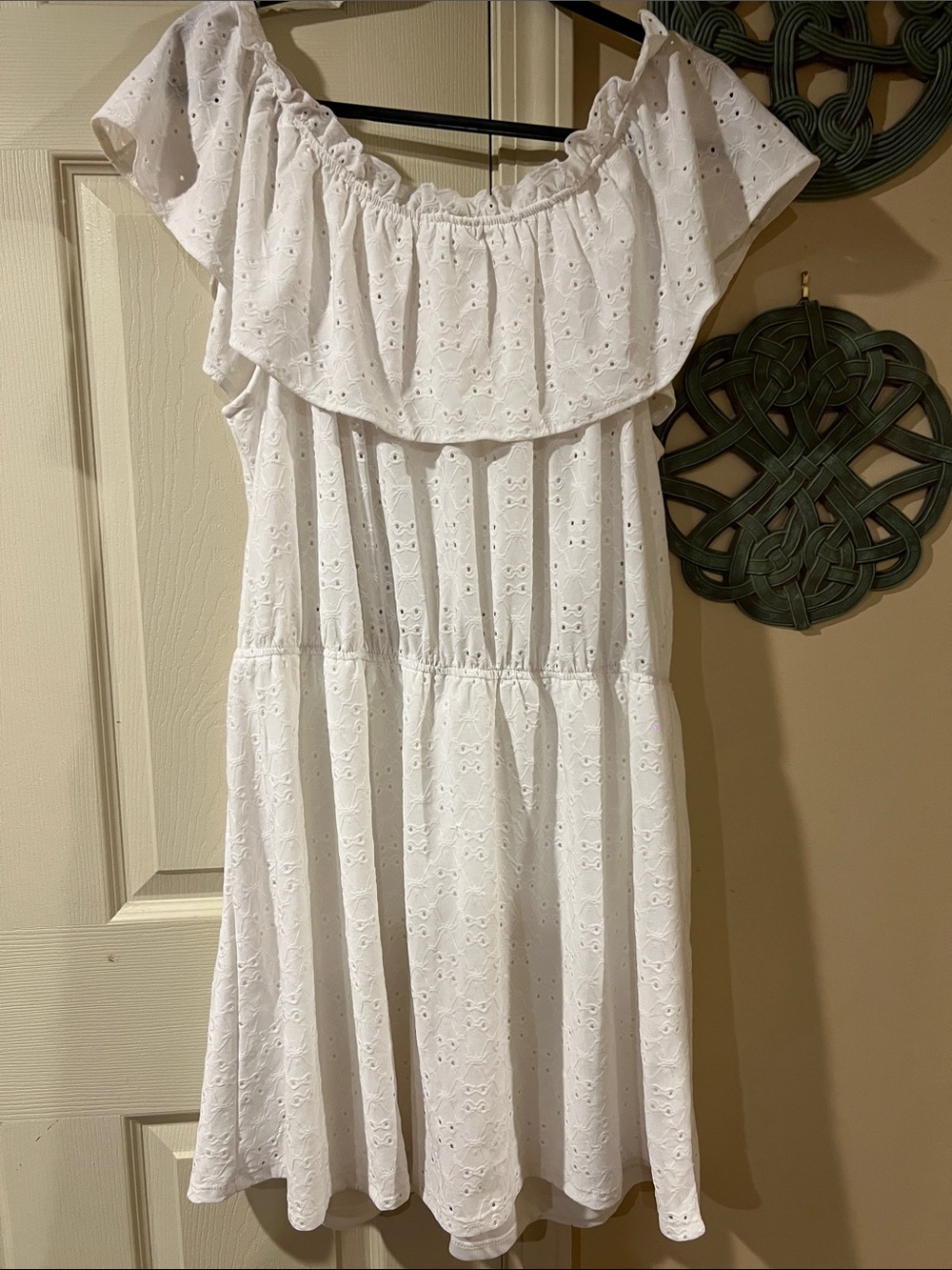 Wallflower White Eyelet Ruffle Button Mini Dress - Picture 4 of 4